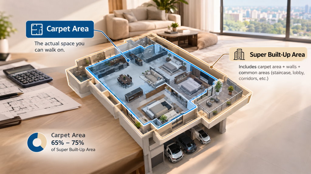 Carpet Area vs Super Built-Up Area — What Are You Actually Paying For?